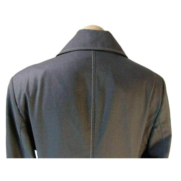 Maeva Italia Charcoal Black Blazer US 12 IT 48 New Tags Lined Stretch Topstitch - Picture 10 of 12
